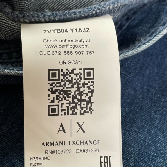 A/X Armani Exchange Cropped Denim Indigo Jean Jacket Womens XS Blue Capsule‎ - Picture 11 of 16